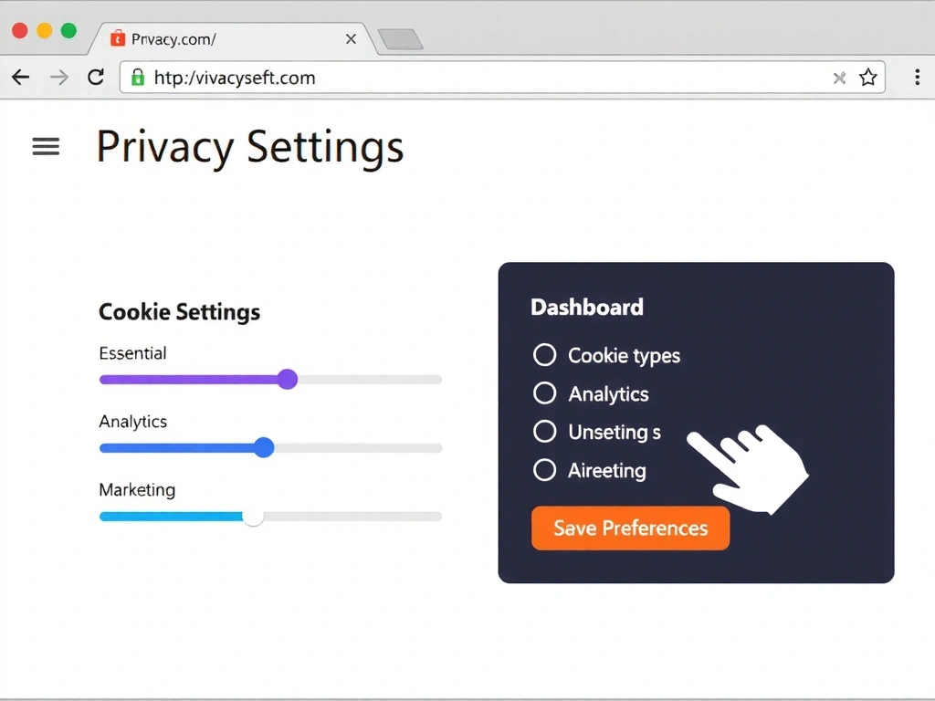 Ilustrație cu un tablou de bord pentru setări de confidențialitate